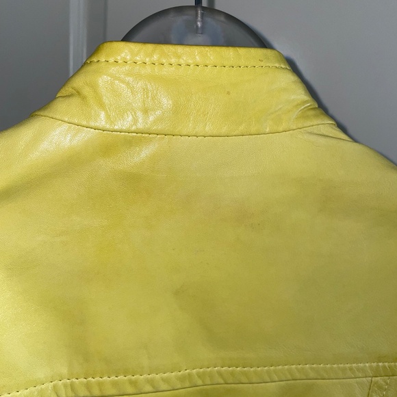 FOR JOSEPH Neon Yellow Soft Butter Leather Full-Zip Buckle Jacket Size S - Picture 8 of 15